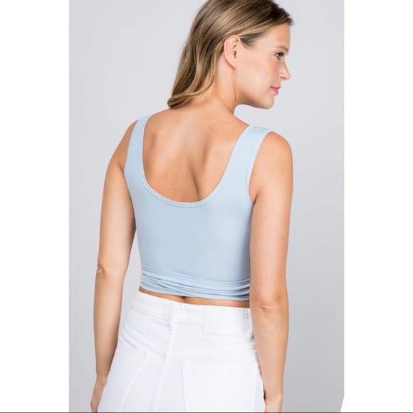Wrap Me Up Ribbed Button Tank - Light Blue - Picture 3 of 3